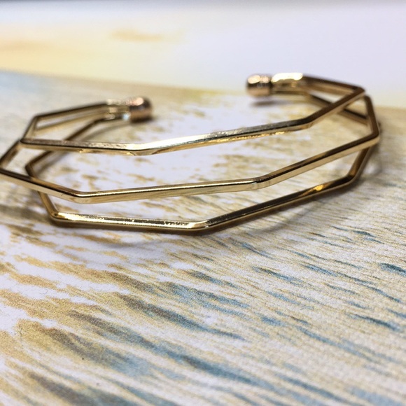 Gold Toned Geometric Bracelet - Picture 6 of 8